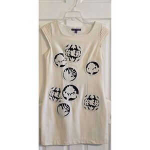 NICOLA Women's Cream Sheath Dress Floral Cutout‎ Embroidered Sleevele Size M